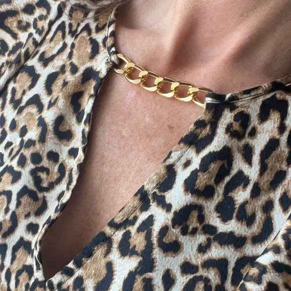 Leopard Print Blouse Michael Kors - Ruffle short sleeve - Picture 8 of 8